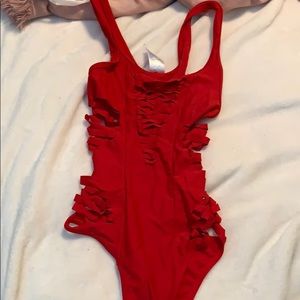 Red cut out one piece